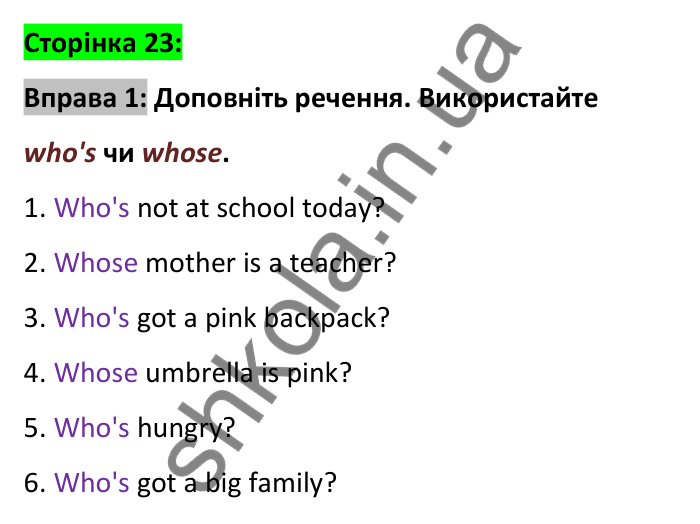 Відповідь до вправи 1, сторінка 23 - ГДЗ Робочий зошит Англійська мова 6 клас Карпюк 2023