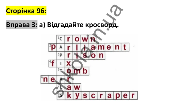 Відповідь до вправи 3, сторінка 96 - ГДЗ Робочий зошит Англійська мова 6 клас Карпюк 2023