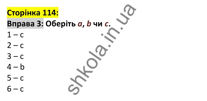 Відповідь до вправи 3, сторінка 114 - ГДЗ Англійська мова 6 клас Карпюк 2023