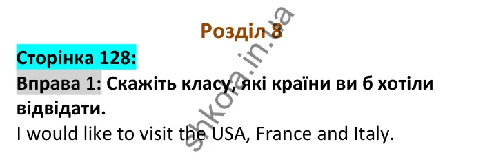 Відповідь до вправи 1, сторінка 128 - ГДЗ Англійська мова 6 клас Карпюк 2023