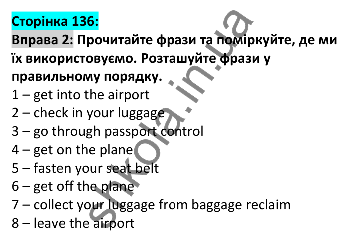 Відповідь до вправи 2, сторінка 136 - ГДЗ Англійська мова 6 клас Карпюк 2023