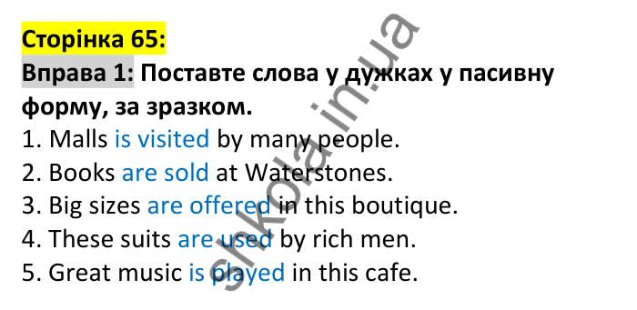 Відповідь до вправи 1, сторінка 65 - ГДЗ Англійська мова 6 клас Карпюк 2023