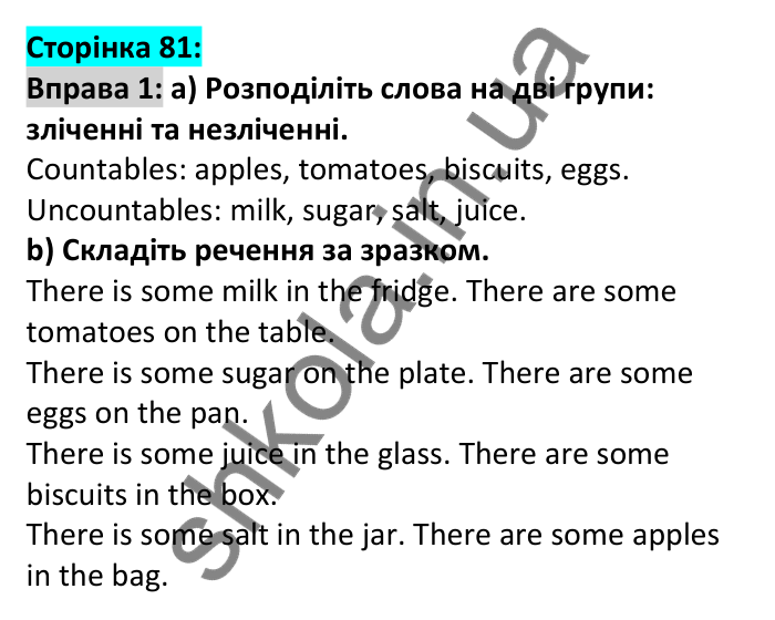 Відповідь до вправи 1, сторінка 81 - ГДЗ Англійська мова 6 клас Карпюк 2023