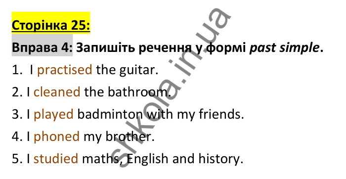 Відповідь до вправи 4 (граматика), сторінка 25 - ГДЗ Робочий зошит Англійська мова 6 клас Коста (Куки) 2023