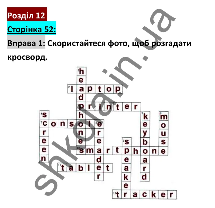 Відповідь до вправи 1, сторінка 52 - ГДЗ Робочий зошит Англійська мова 6 клас Коста (Куки) 2023