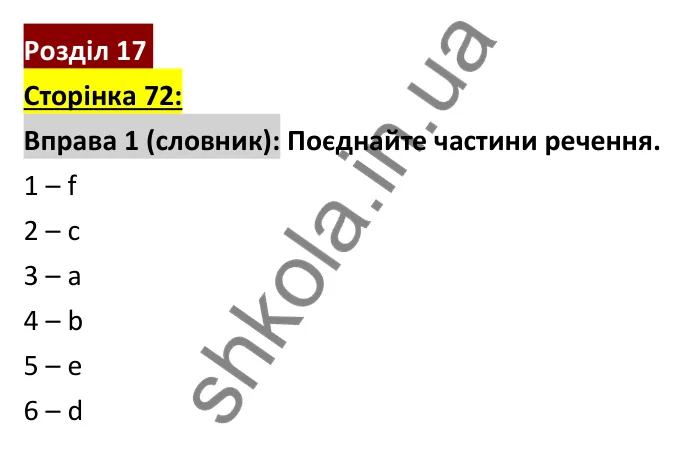 Відповідь до вправи 1 (словник), сторінка 72 - ГДЗ Робочий зошит Англійська мова 6 клас Коста (Куки) 2023