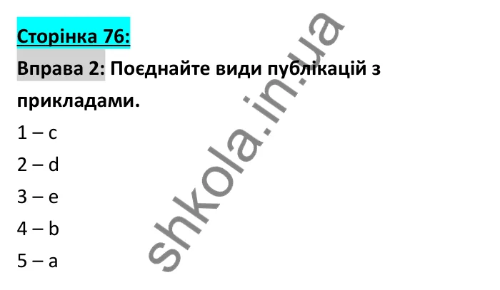 Відповідь до вправи 2, сторінка 76 - ГДЗ Робочий зошит Англійська мова 6 клас Коста (Куки) 2023