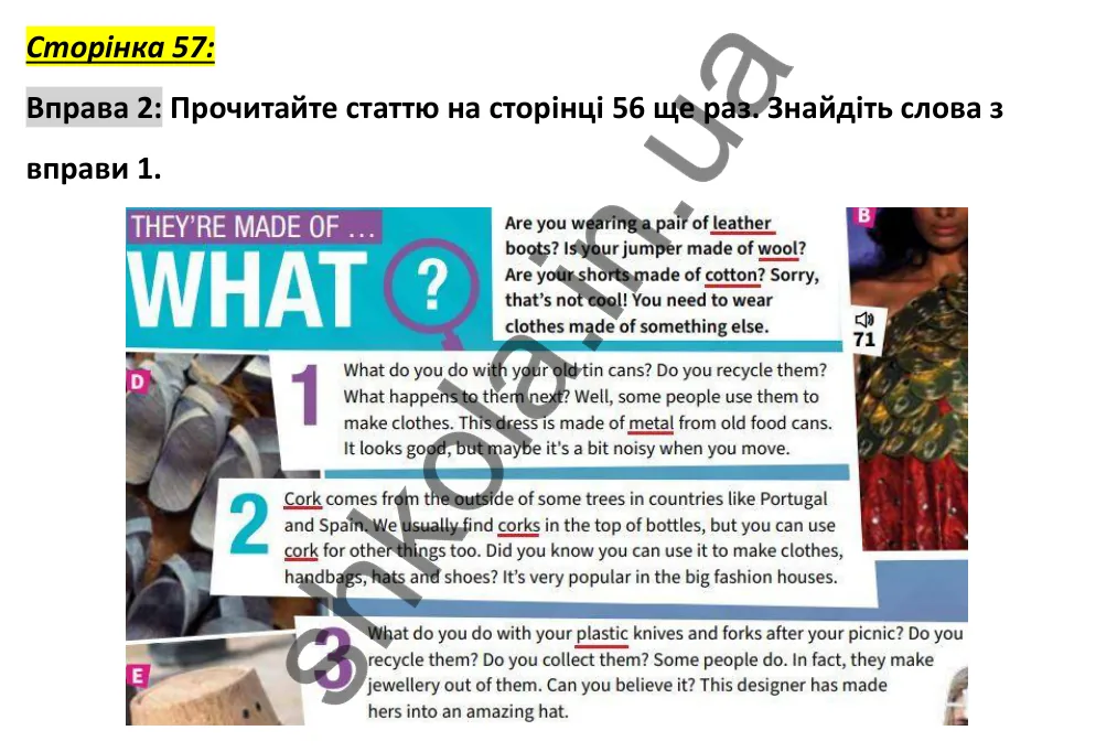 Сторінка 57, вправа 2 (словник) Відповідь до вправи 2, сторінка 57 (словник) - ГДЗ Англійська мова 6 клас Коста 2023
