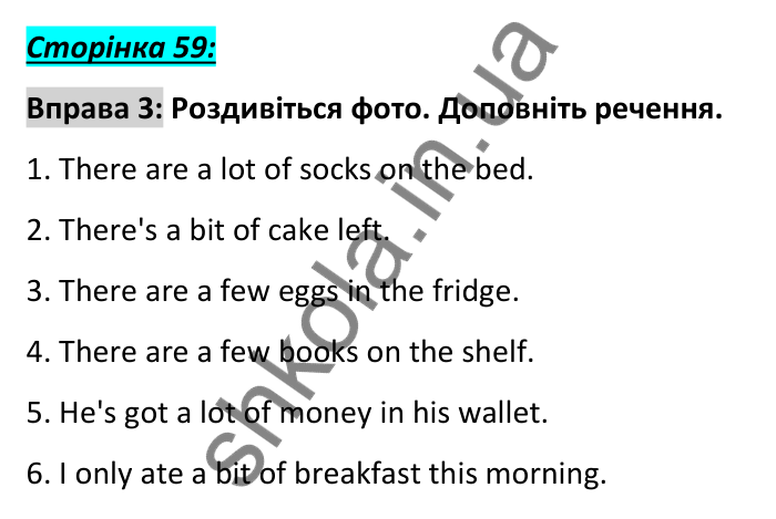 Відповідь до вправи 3, сторінка 59 - ГДЗ Англійська мова 6 клас Коста 2023