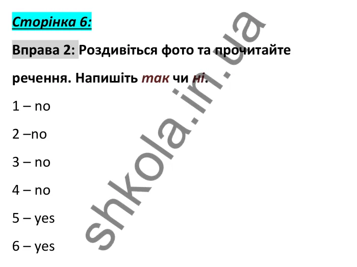 Відповідь до вправи 2, сторінка 6 (граматика) - ГДЗ Англійська мова 6 клас Коста 2023