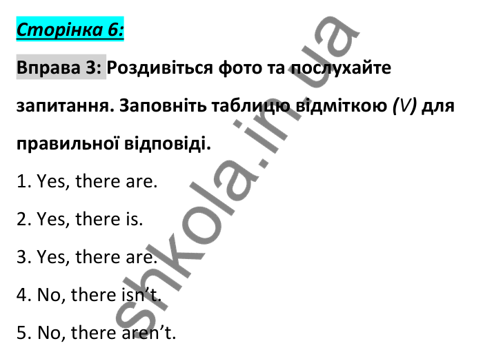 Відповідь до вправи 3, сторінка 6 (граматика) - ГДЗ Англійська мова 6 клас Коста 2023