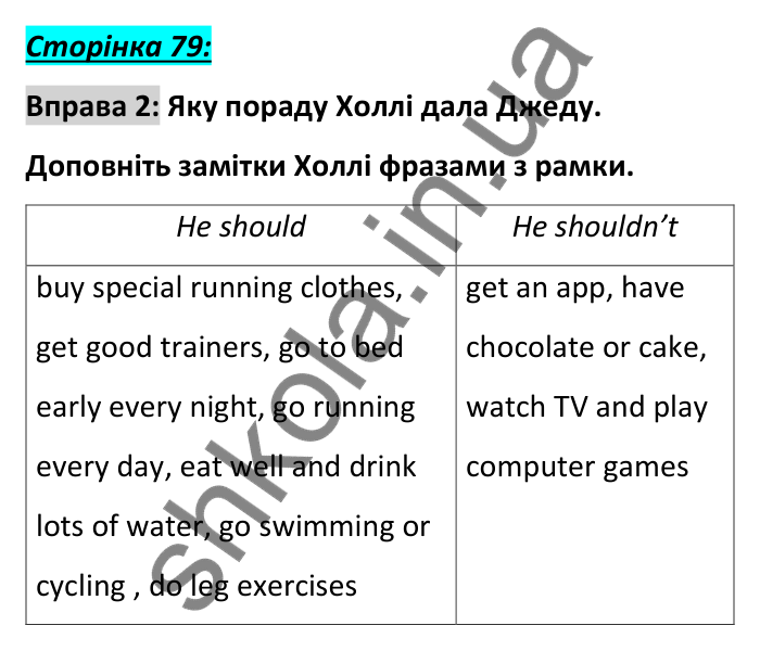 Сторінка 79, вправа 2 (аудіювання) Відповідь до вправи 2, сторінка 79 (аудіювання) - ГДЗ Англійська мова 6 клас Коста 2023
