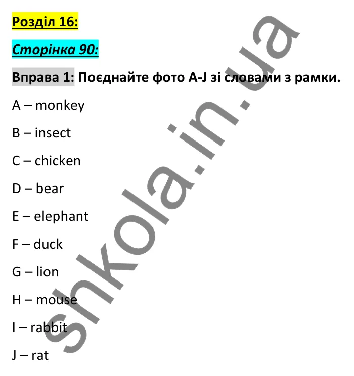Відповідь до вправи 1, сторінка 90 - ГДЗ Англійська мова 6 клас Коста 2023