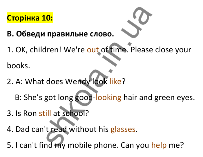 Відповідь до вправи B, сторінка 10 - ГДЗ Робочий зошит Англійська мова 6 клас Мітчелл 2023