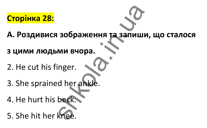 Відповідь до вправи A, сторінка 28 - ГДЗ Робочий зошит Англійська мова 6 клас Мітчелл 2023