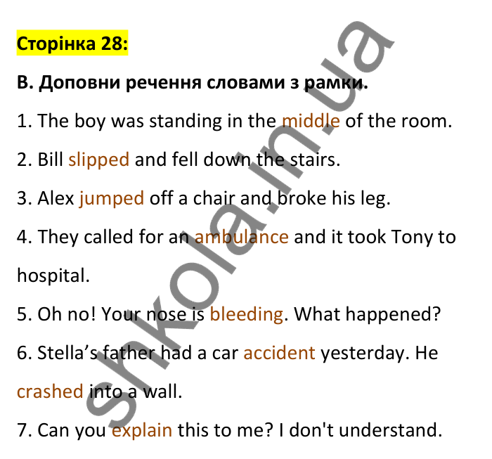 Відповідь до вправи B, сторінка 28 - ГДЗ Робочий зошит Англійська мова 6 клас Мітчелл 2023