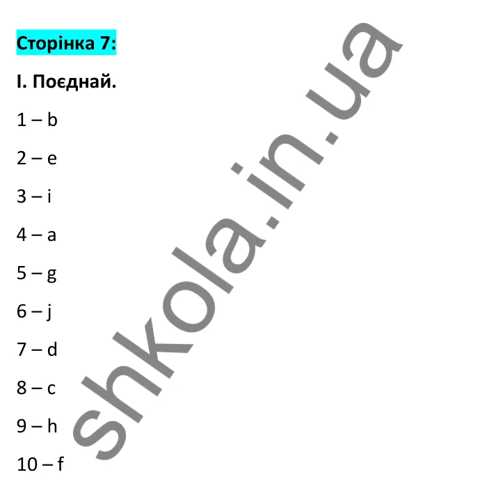 Відповідь до вправи I, сторінка 7 - ГДЗ Робочий зошит Англійська мова 6 клас Мітчелл 2023
