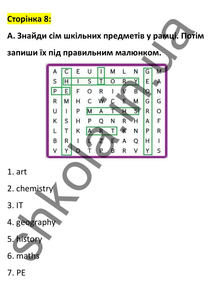 Відповідь до вправи A, сторінка 8 - ГДЗ Робочий зошит Англійська мова 6 клас Мітчелл 2023