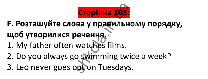 Відповідь до завдання F, Round up 1, сторінка 103 - ГДЗ Англійська мова 6 клас Мітчелл 2023