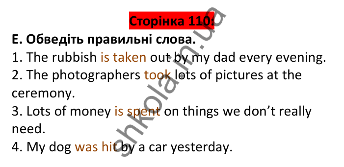 Відповідь до завдання E, Round up 8, сторінка 110 - ГДЗ Англійська мова 6 клас Мітчелл 2023