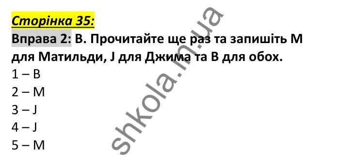 Відповідь до вправи 2, сторінка 35 - ГДЗ Англійська мова 6 клас Мітчелл 2023