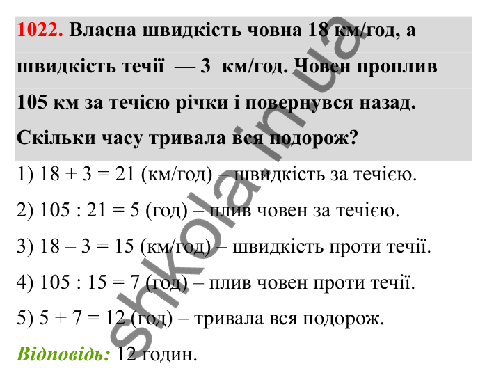 Відповідь до завдання 1022 (с. 156) з математики для 6 класу (Бевз, 2023): Задачі для повторення за курс 5 класу