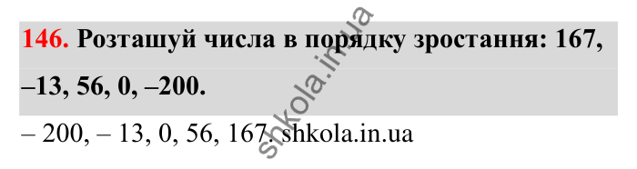 Відповідь до завдання 146 (с. 42) з математики для 6 класу (Бевз, 2023): Порівняння цілих чисел
