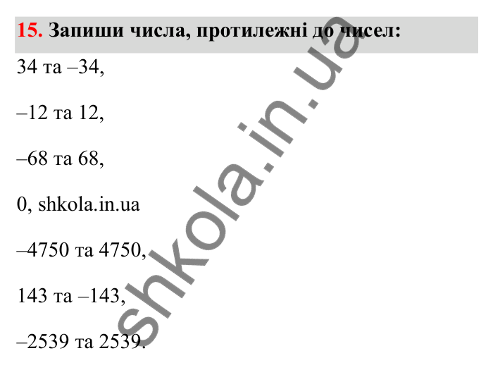 Відповідь до завдання 15 (с. 23) з математики для 6 класу (Бевз, 2023): Цілі числа