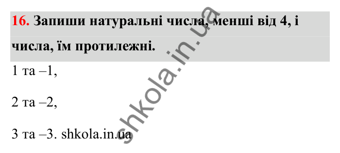 Відповідь до завдання 16 (с. 23) з математики для 6 класу (Бевз, 2023): Цілі числа