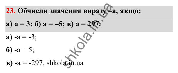 Відповідь до завдання 23 (с. 24) з математики для 6 класу (Бевз, 2023): Цілі числа