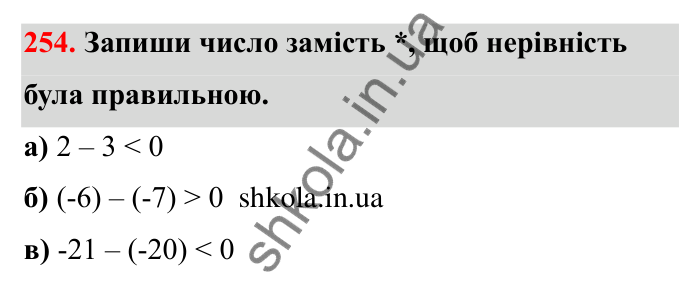 Відповідь до завдання 254 (с. 53) з математики для 6 класу (Бевз, 2023): Віднімання цілих чисел