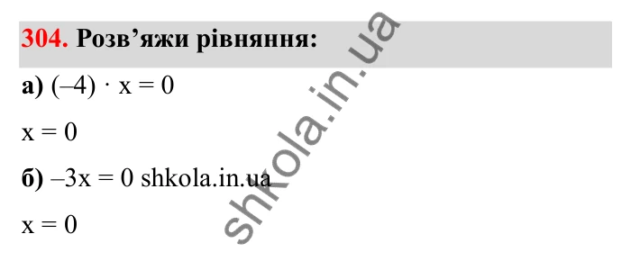Відповідь до завдання 304 (с. 59) з математики для 6 класу (Бевз, 2023): Множення цілих чисел. Властивості множення