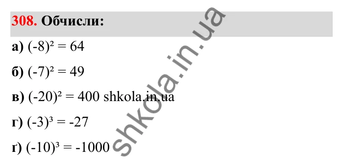 Відповідь до завдання 308 (с. 60) з математики для 6 класу (Бевз, 2023): Множення цілих чисел. Властивості множення