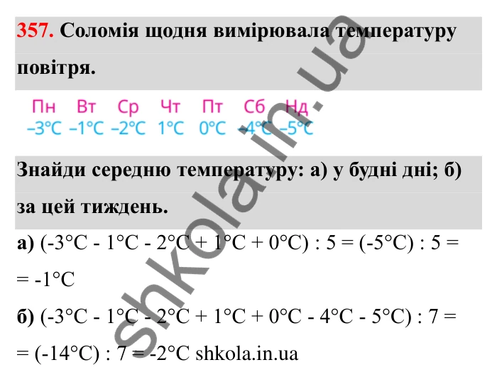 Завдання 357 Відповідь до завдання 357 (с. 64) з математики для 6 класу (Бевз, 2023): Ділення цілих чисел