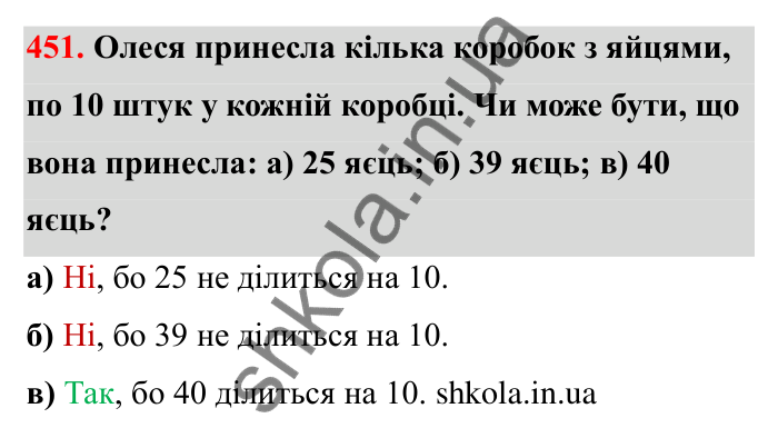 Відповідь до завдання 451 (с. 76) з математики для 6 класу (Бевз, 2023): Ознаки подільності. Розкладання чисел на прості...