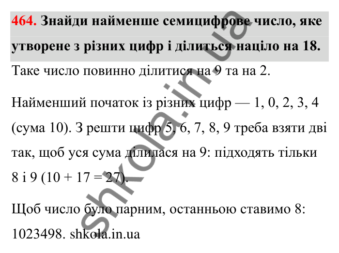 Відповідь до завдання 464 (с. 77) з математики для 6 класу (Бевз, 2023): Ознаки подільності. Розкладання чисел на прості...