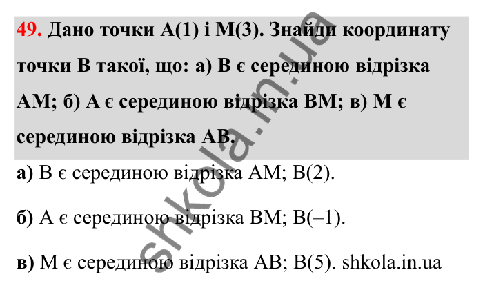 Відповідь до завдання 49 (с. 29) з математики для 6 класу (Бевз, 2023): Координатна пряма