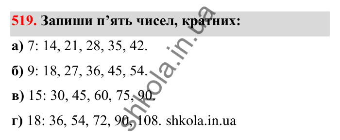 Відповідь до завдання 519 (с. 85) з математики для 6 класу (Бевз, 2023): Найменше спільне кратне