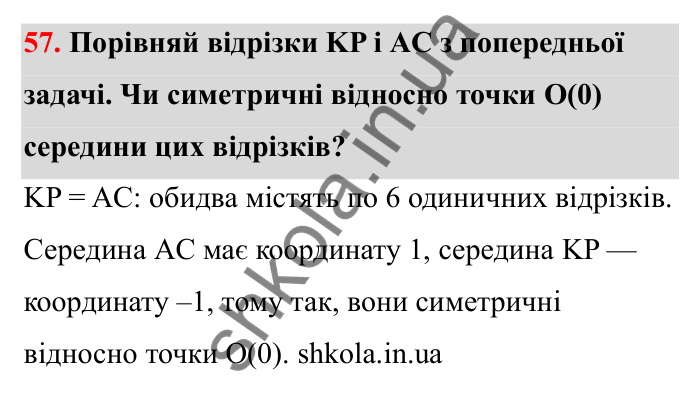 Відповідь до завдання 57 (с. 30) з математики для 6 класу (Бевз, 2023): Координатна пряма