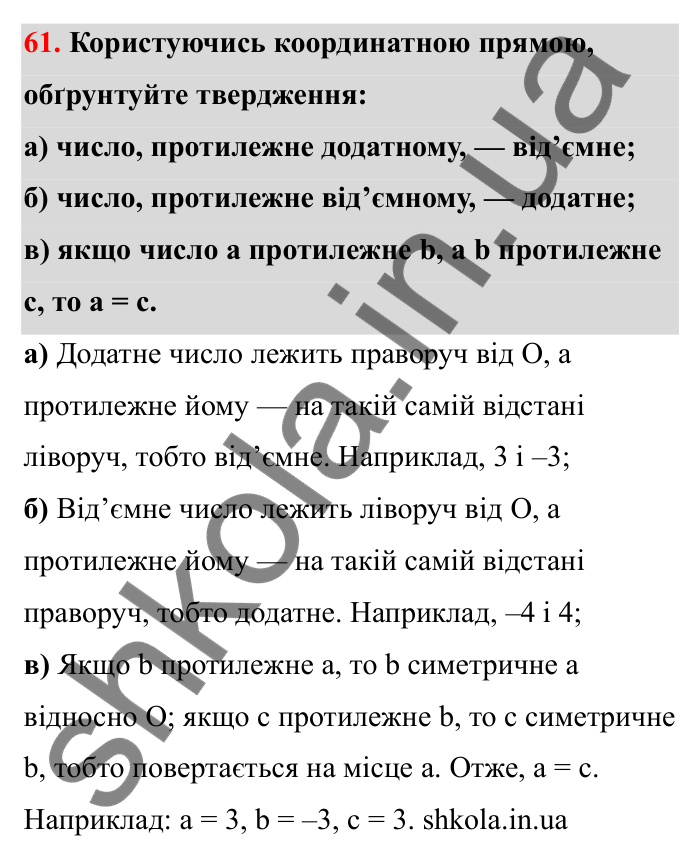 Відповідь до завдання 61 (с. 30) з математики для 6 класу (Бевз, 2023): Координатна пряма