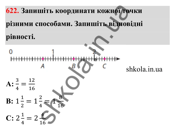 Відповідь до завдання 622 (с. 99) з математики для 6 класу (Бевз, 2023): Основна властивість дробу