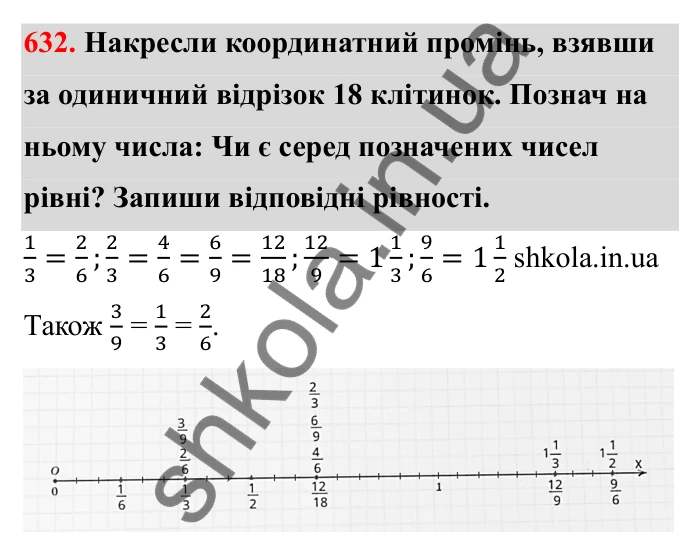 Завдання 632 Відповідь до завдання 632 (с. 100) з математики для 6 класу (Бевз, 2023): Основна властивість дробу