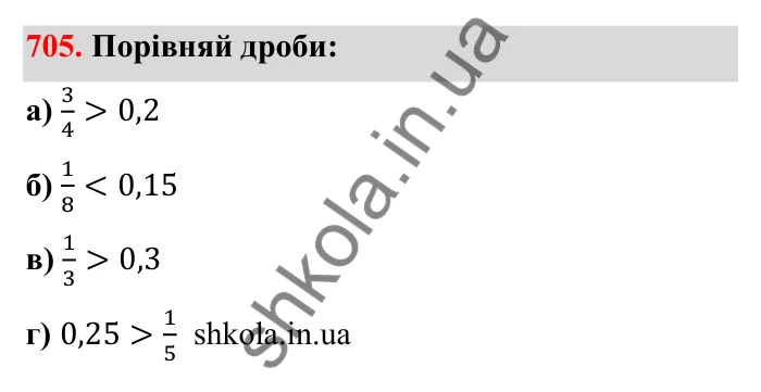 Відповідь до завдання 705 (с. 111) з математики для 6 класу (Бевз, 2023): Зведення дробів до спільного знаменника...