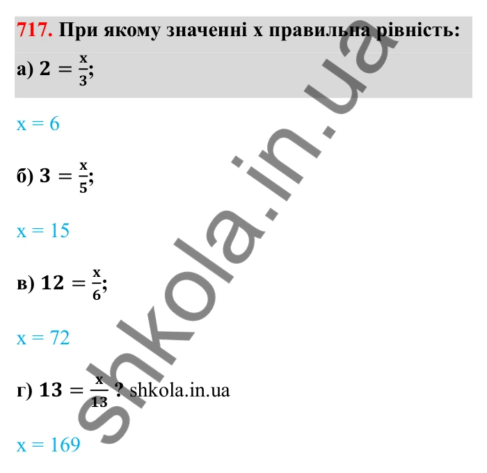 Відповідь до завдання 717 (с. 113) з математики для 6 класу (Бевз, 2023): Зведення дробів до спільного знаменника...
