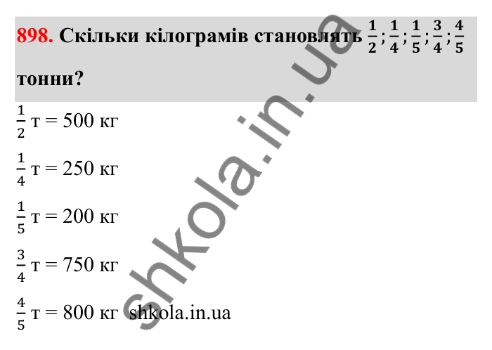 Відповідь до завдання 898 (с. 140) з математики для 6 класу (Бевз, 2023): Знаходження дробу від числа і числа за його...