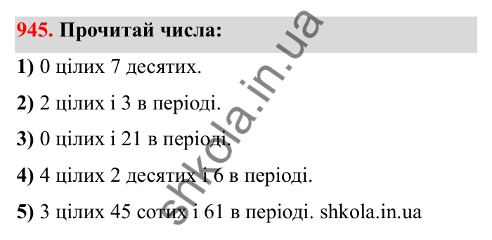 Відповідь до завдання 945 (с. 147) з математики для 6 класу (Бевз, 2023): Перетворення звичайних дробів у десяткові