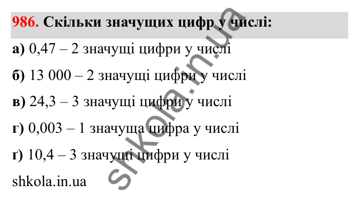 Відповідь до завдання 986 (с. 153) з математики для 6 класу (Бевз, 2023): Наближені значення та дії над ними