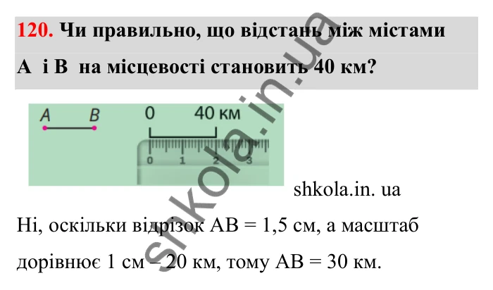 Завдання 120 Відповідь до завдання 120 (с. 31) з математики для 6 класу (Бевз, 2023), частина 2: Масштаб