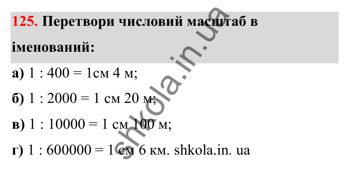 Завдання 125 Відповідь до завдання 125 (с. 32) з математики для 6 класу (Бевз, 2023), частина 2: Масштаб