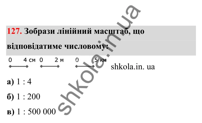 Відповідь до завдання 127 (с. 32) з математики для 6 класу (Бевз, 2023), частина 2: Масштаб